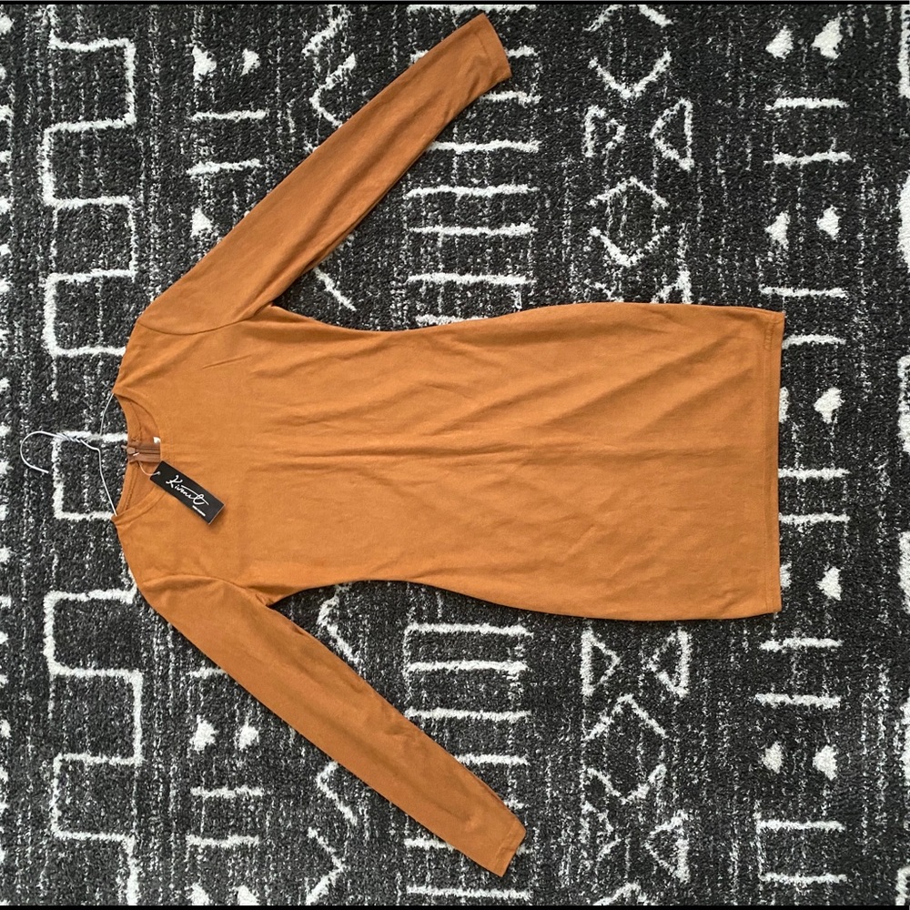 Camel Colored Zip Dress